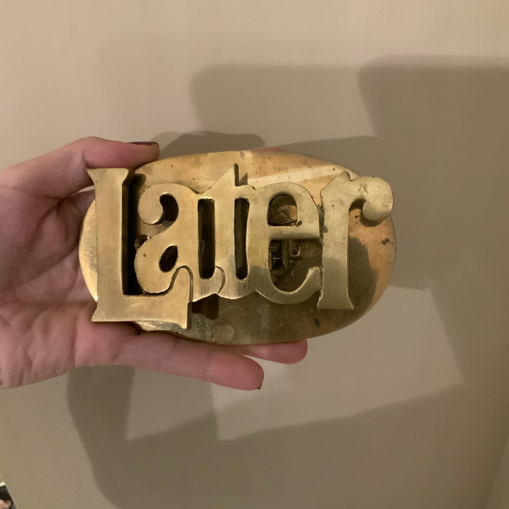 Vintage Mid Century Brass Later Paperweight Desk Organizer Clip Letter Holder - Picture 14 of 15